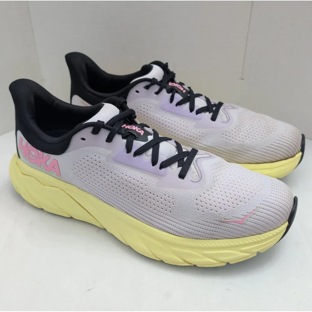 Hoka One One Arahi 7 Sneakers Shoes Starlight Glow/Yuzu Sz 10B Neon Pale Purple